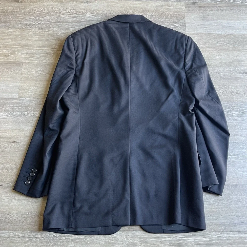 Vintage Prada Men's Black Blazer Size 48 Tonal Stripes 3 Buttons